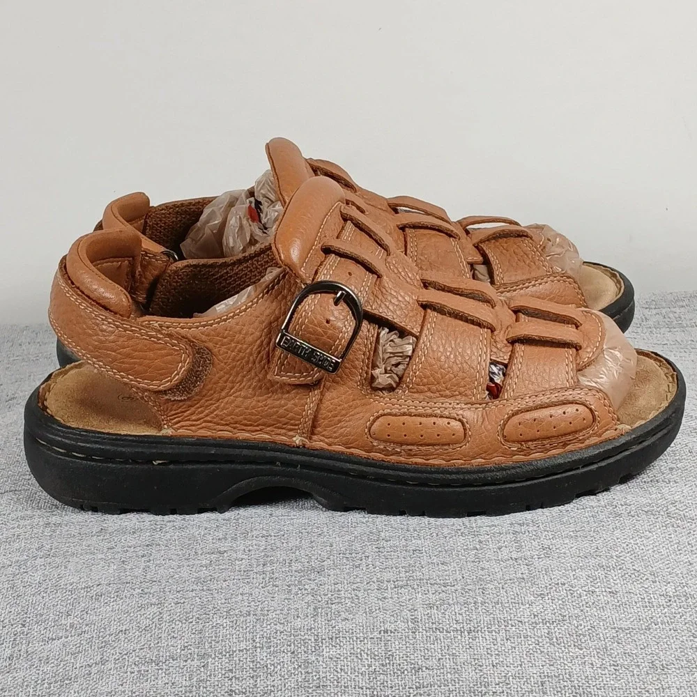 Earth Shoe Floater 5 Men 9.5 Tan Leather Fisherman Sandal 5201497 Coastal Rugged
